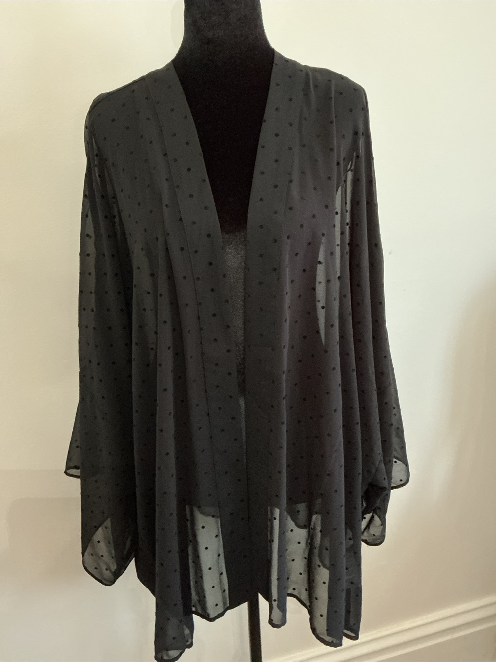 In every story Black sheer polka dot jacket button less X/1X